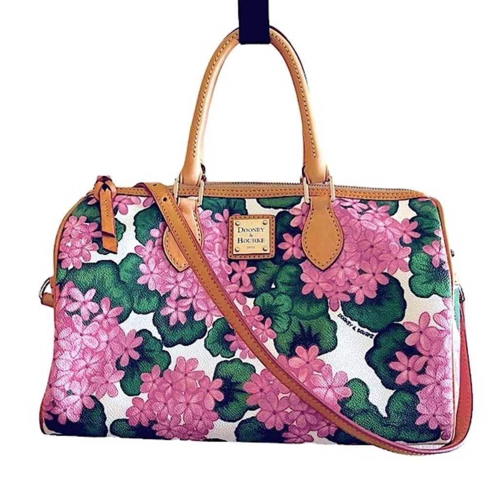 DOONEY & BOURKE PINK HYDRANGEAS BARREL SATCHEL PURSE HANDBAG STRAP
